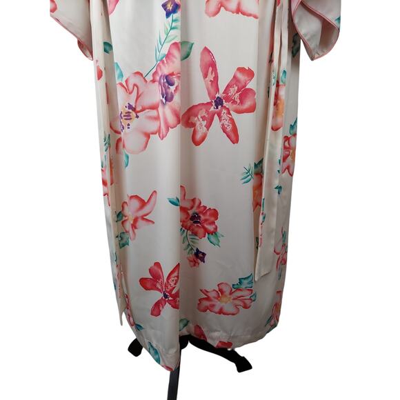Natori Womens Asian Multi Color Floral Romantic Kimono Inspired Long Robe S - Picture 9 of 11